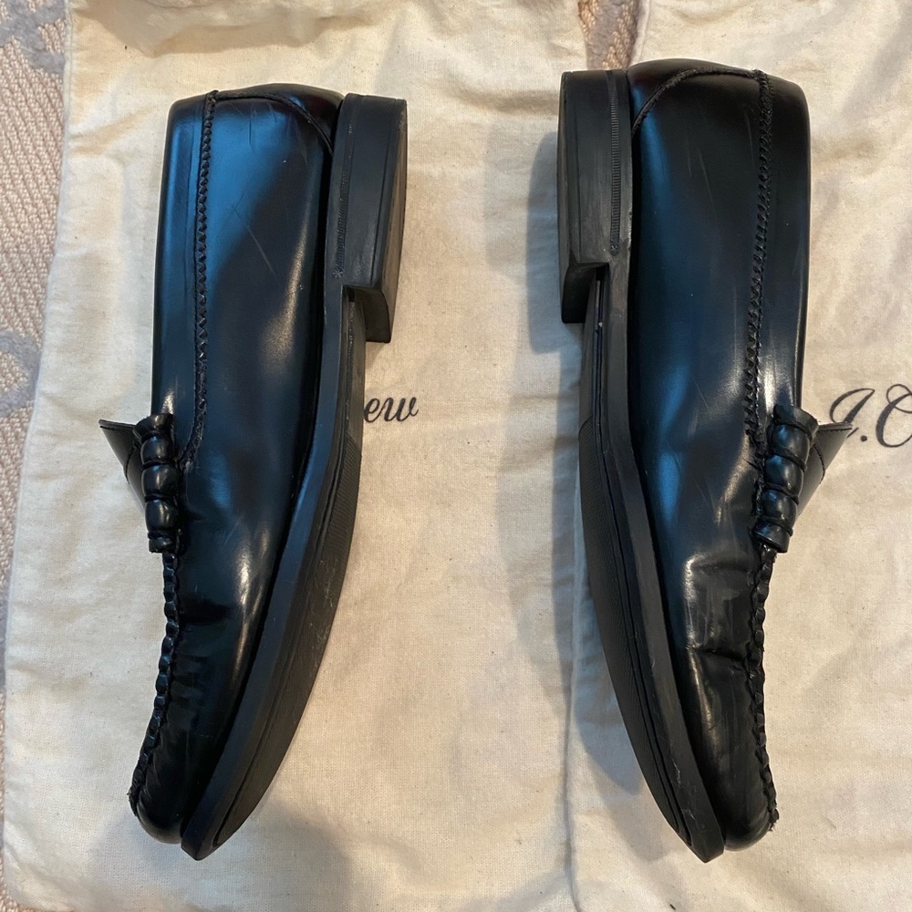 J. Crew Black Leather Penny Loafers - Picture 6 of 8